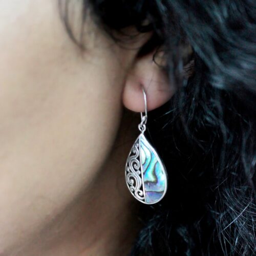 Shell & Silver Earrings - Teardrop- Abalone