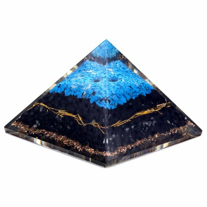 Organite Pyramid - Turquoise and Black Tourmaline