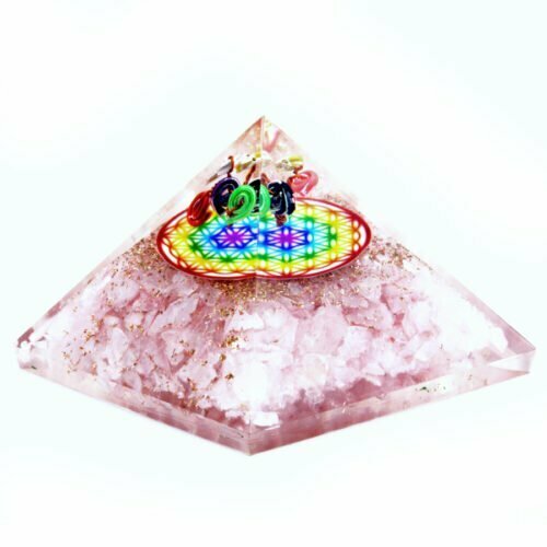 Organite Pyramid - Rose Quartz Flower of Life