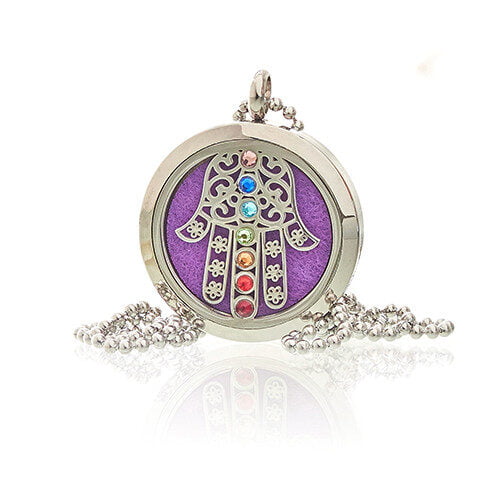 Aromatherapy Essential Oil Diffuser Necklace Hamsa Chakra