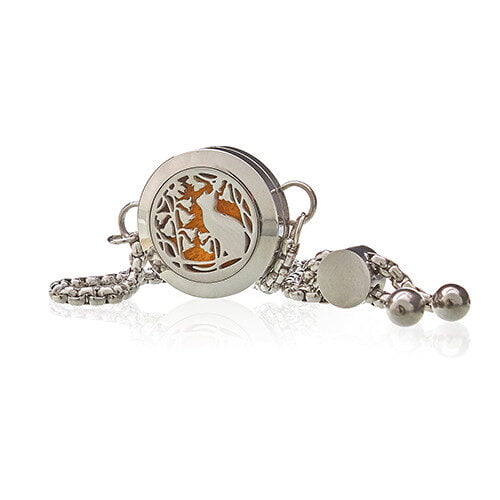 Aromatherapy Essential Oil Diffuser Bracelet Cat & Flowers